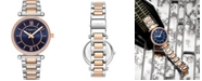 Stuhrling Women's Quartz Crystal Studded Rose Gold-Tone Link Bracelet Watch 36mm